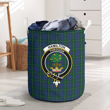 Hamilton Hunting Tartan Laundry Basket with Family Crest