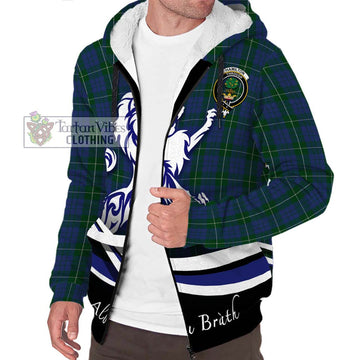 Hamilton Hunting Tartan Sherpa Hoodie with Alba Gu Brath Regal Lion Emblem