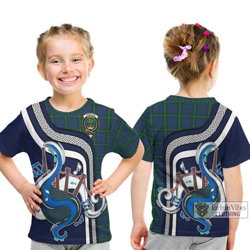 Hamilton Hunting Tartan Kid T-Shirt with Epic Bagpipe Style