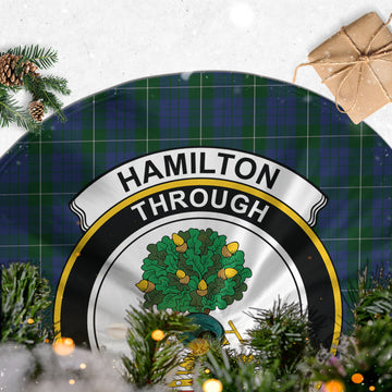 Hamilton Hunting Tartan Christmas Tree Skirt with Family Crest