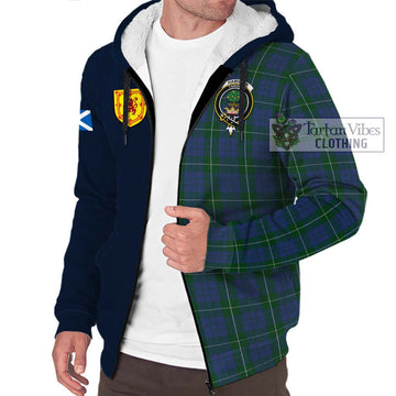 Hamilton Hunting Tartan Sherpa Hoodie Alba with Scottish Lion Royal Arm Half Style