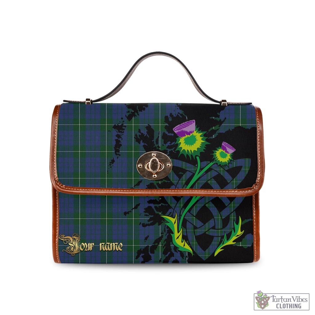 Tartan Vibes Clothing Hamilton Hunting Tartan Waterproof Canvas Bag with Scotland Map and Thistle Celtic Accents