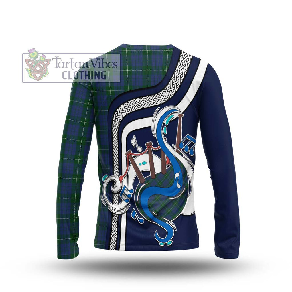 Tartan Vibes Clothing Hamilton Hunting Tartan Long Sleeve T-Shirt with Epic Bagpipe Style