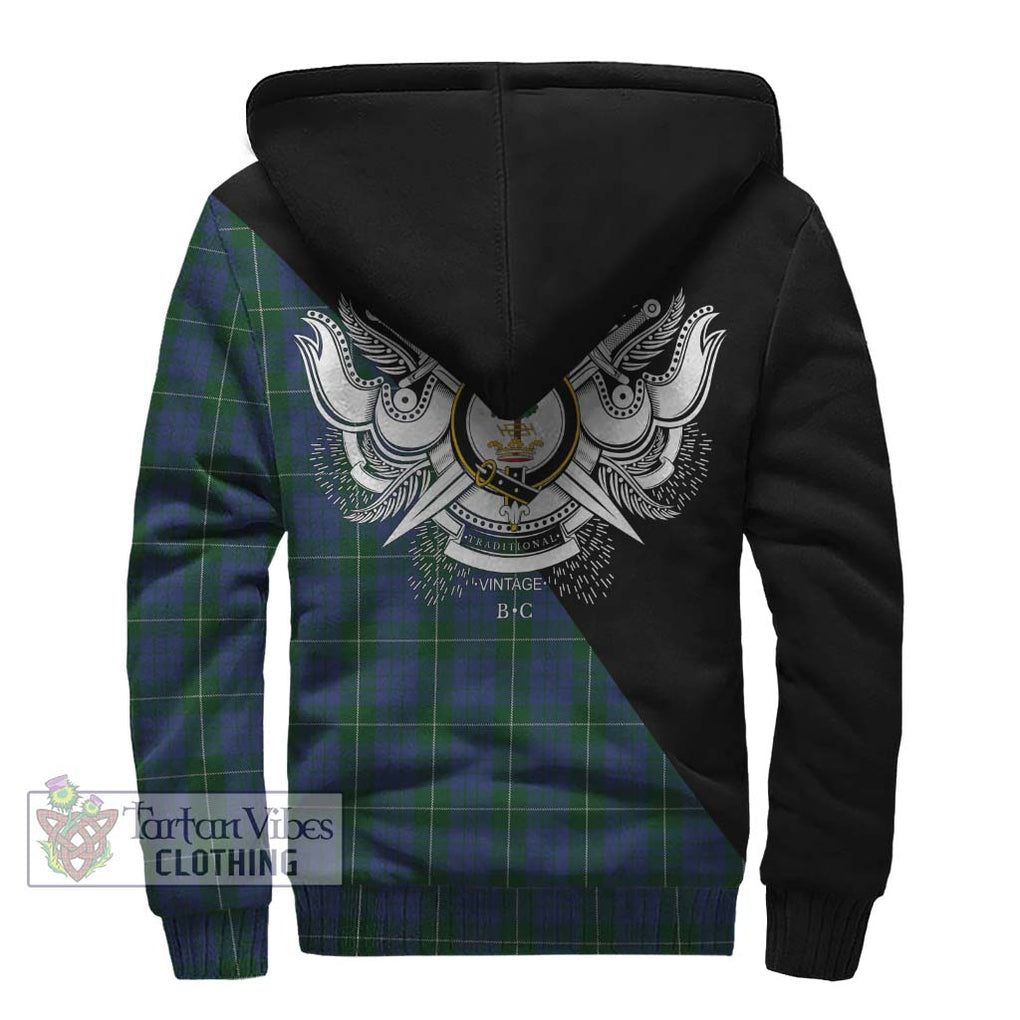 Hamilton Hunting Tartan Sherpa Hoodie with Family Crest and Military Logo Style - Tartanvibesclothing Shop