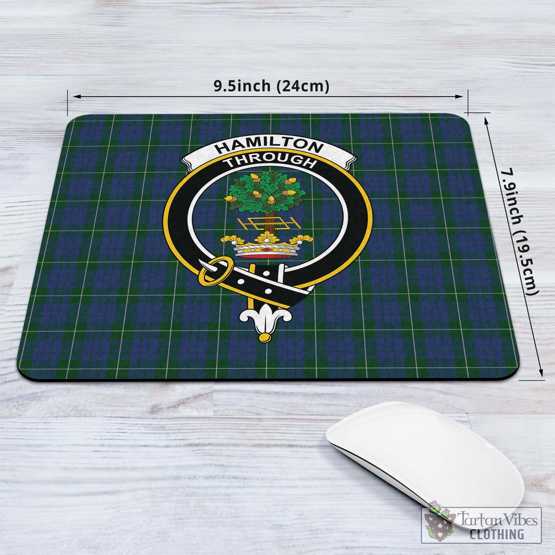 Tartan Vibes Clothing Hamilton Hunting Tartan Mouse Pad with Family Crest