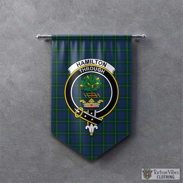 Hamilton Hunting Tartan Gonfalon, Tartan Banner with Family Crest