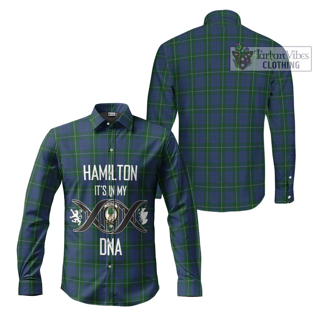 Hamilton Hunting Tartan Long Sleeve Button Shirt with Family Crest DNA In Me Style Men's Shirt - Tartanvibesclothing Shop