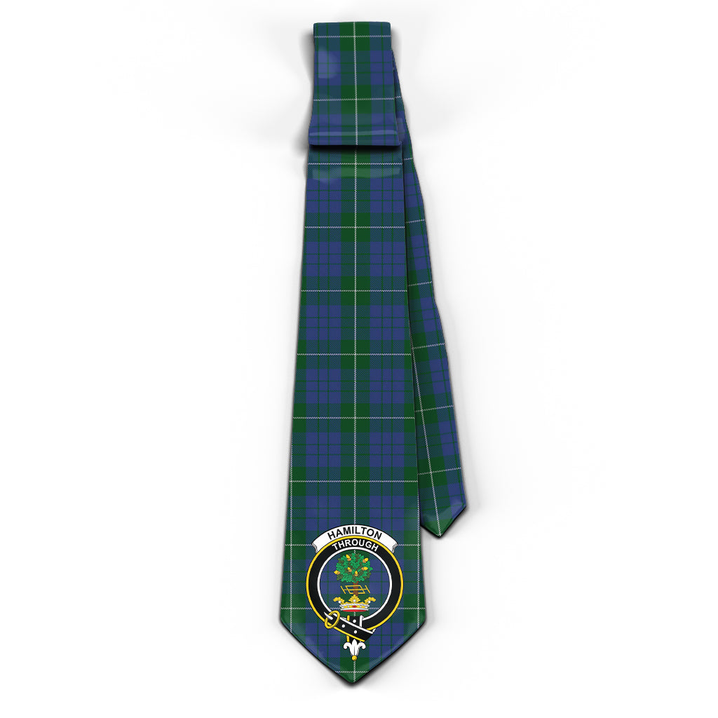 Hamilton Hunting Tartan Classic Necktie with Family Crest - Tartan Vibes Clothing