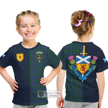 Hamilton Hunting Tartan Kid T-Shirt Alba with Scottish Lion Royal Arm Half Style