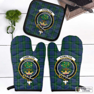 Hamilton Hunting Tartan Combo Oven Mitt & Pot-Holder with Family Crest