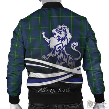 Hamilton Hunting Tartan Bomber Jacket with Alba Gu Brath Regal Lion Emblem