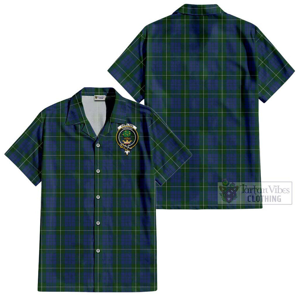 Hamilton Hunting Tartan Cotton Hawaiian Shirt with Family Crest Kid - Tartan Vibes Clothing