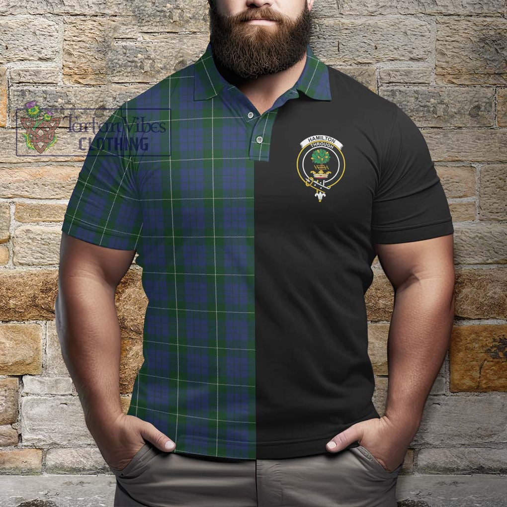 Hamilton Hunting Tartan Polo Shirt with Family Crest and Half Of Me Style - Tartanvibesclothing Shop