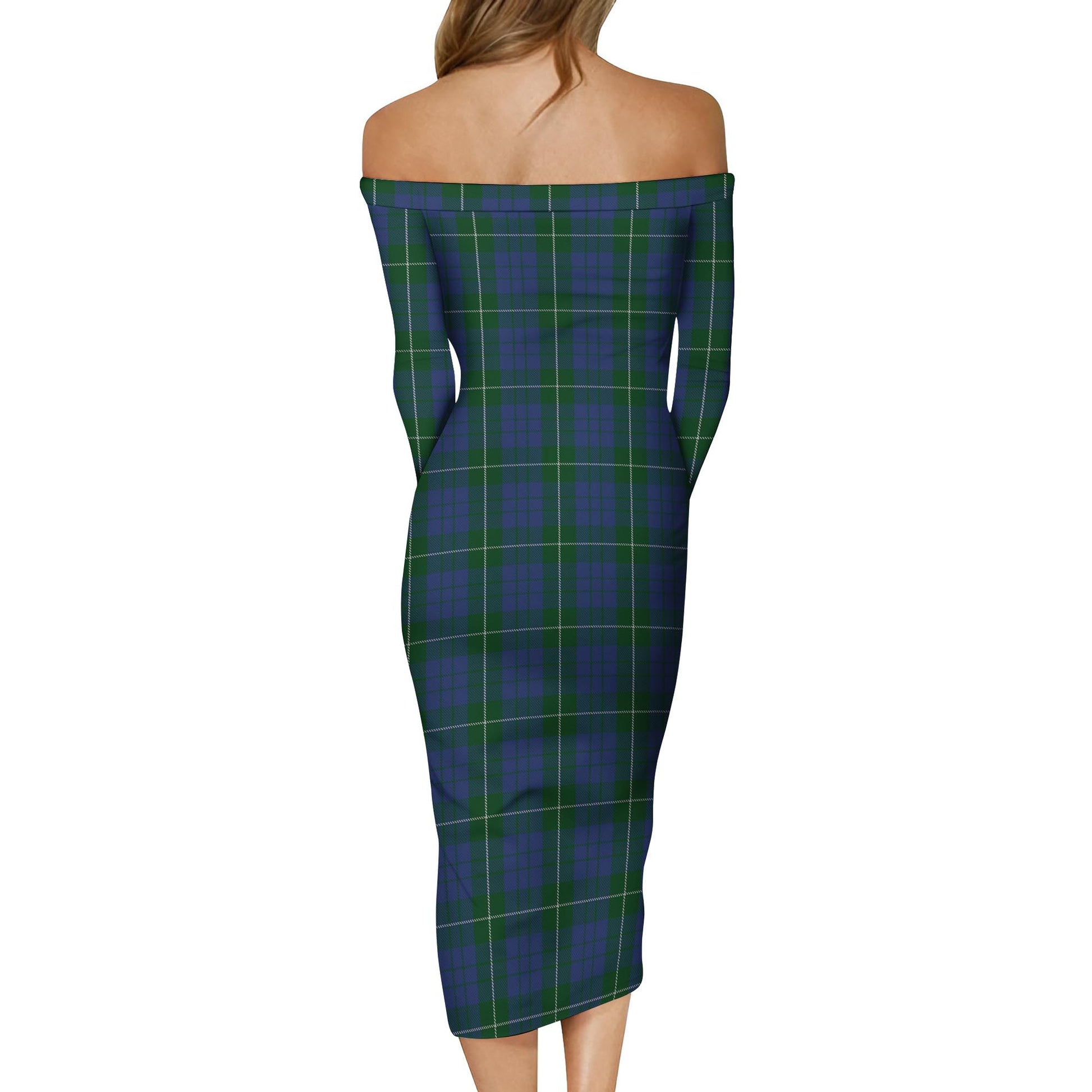 Hamilton Hunting Tartan Off Shoulder Lady Dress - Tartanvibesclothing