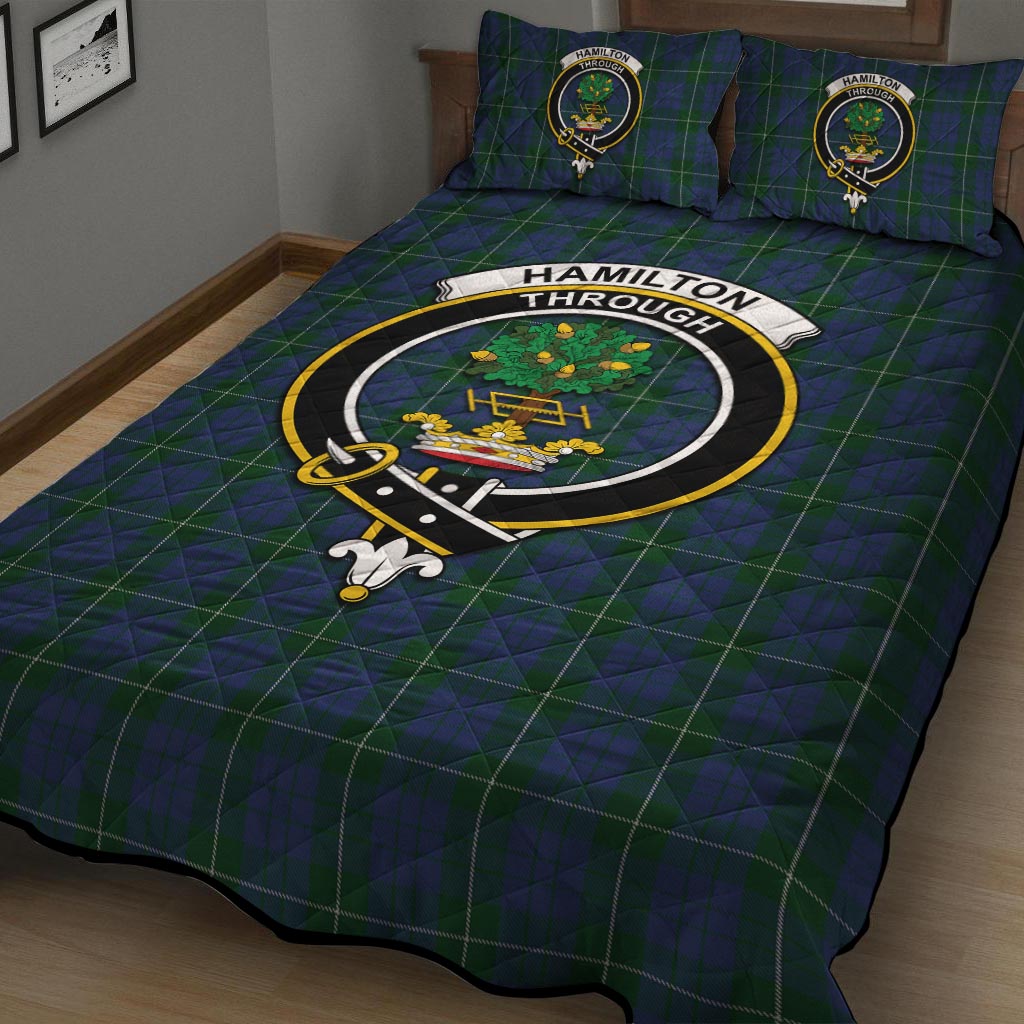 Hamilton Hunting Tartan Quilt Bed Set with Family Crest - Tartanvibesclothing