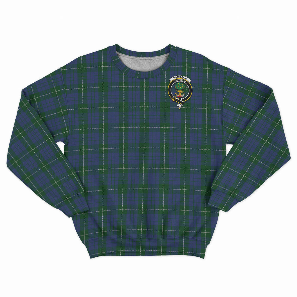 Hamilton Hunting Tartan Sweatshirt with Family Crest - Tartan Vibes Clothing