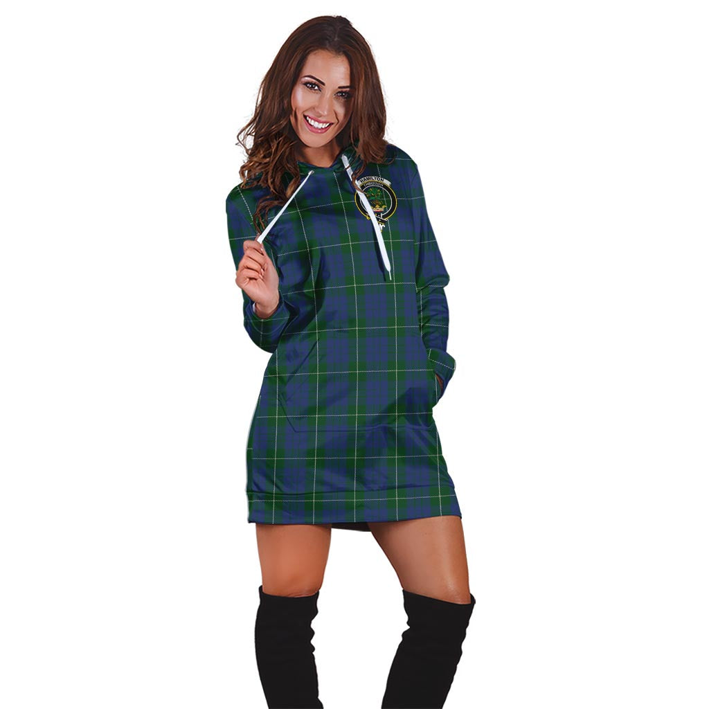 Hamilton Hunting Tartan Hoodie Dress with Family Crest - Tartan Vibes Clothing