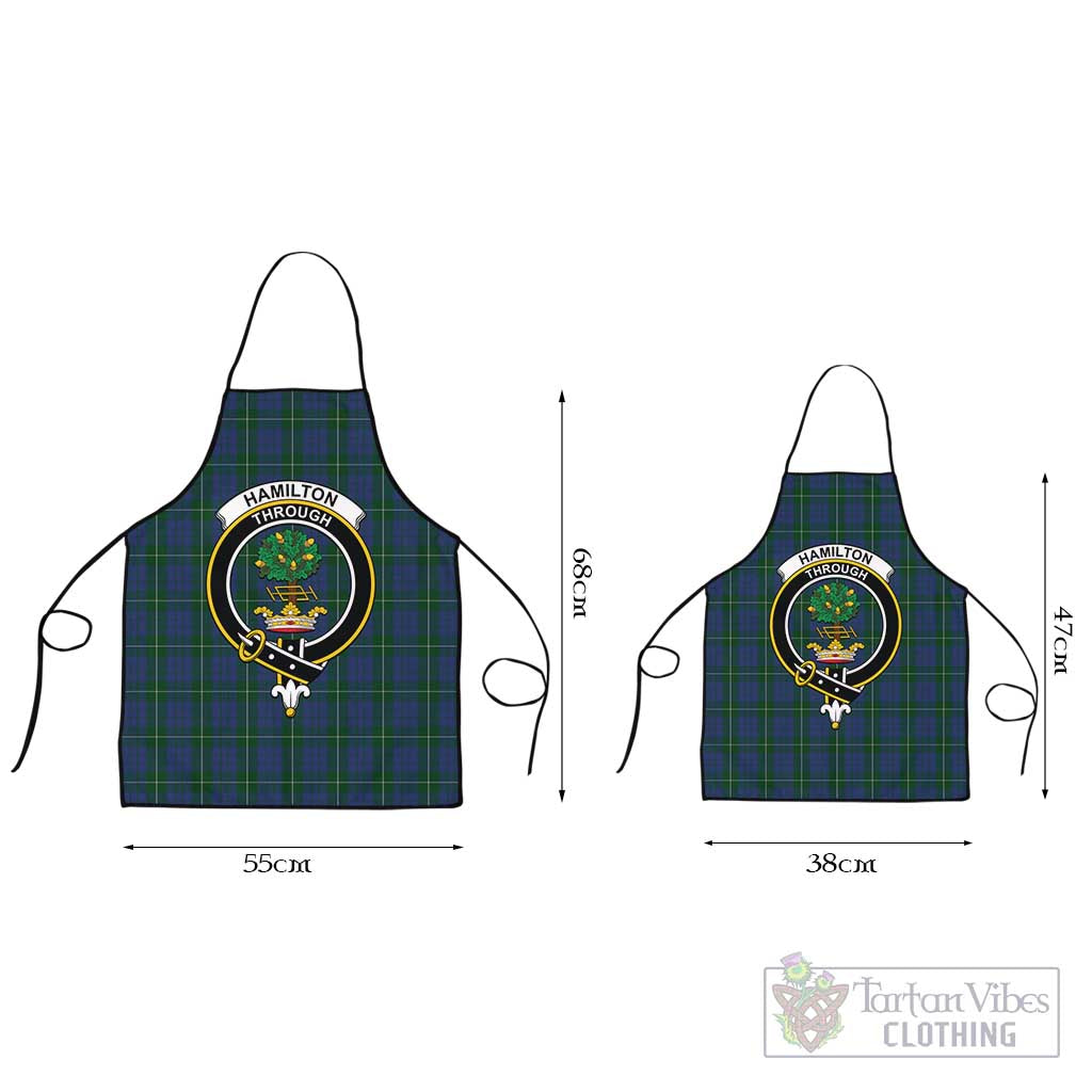 Hamilton Hunting Tartan Apron with Family Crest Black L 55x68 cm - Tartan Vibes Clothing