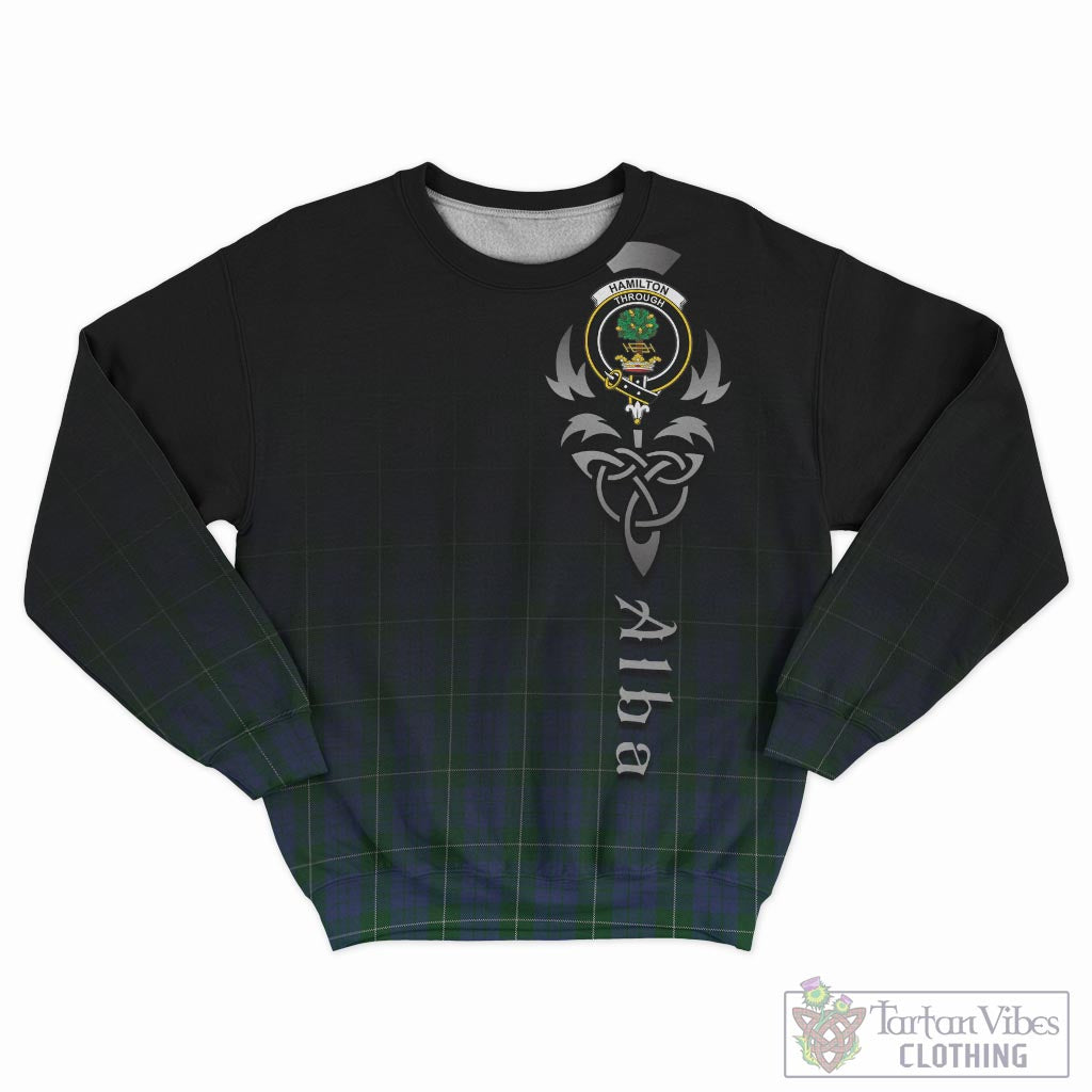 Tartan Vibes Clothing Hamilton Hunting Tartan Sweatshirt Featuring Alba Gu Brath Family Crest Celtic Inspired