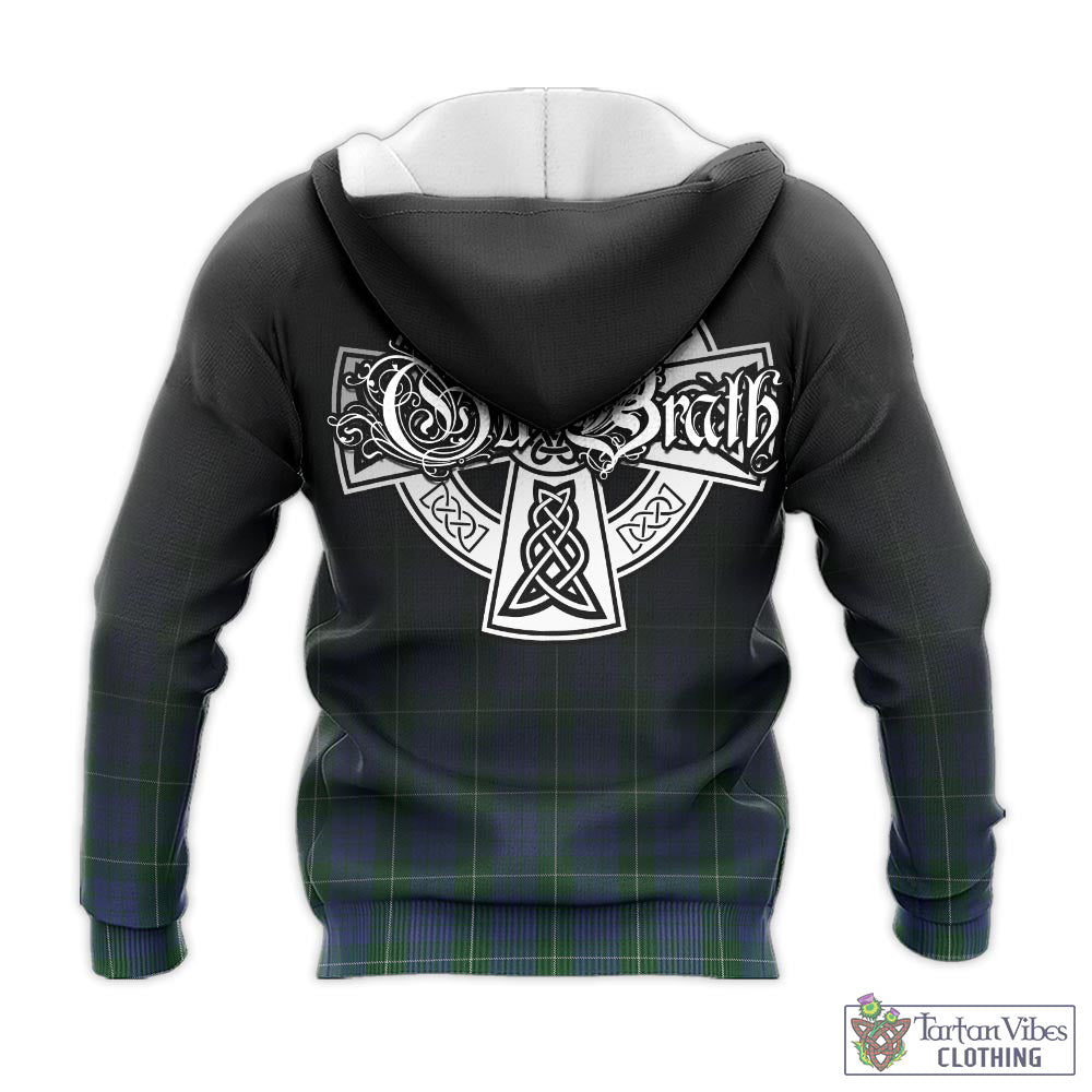 Tartan Vibes Clothing Hamilton Hunting Tartan Knitted Hoodie Featuring Alba Gu Brath Family Crest Celtic Inspired