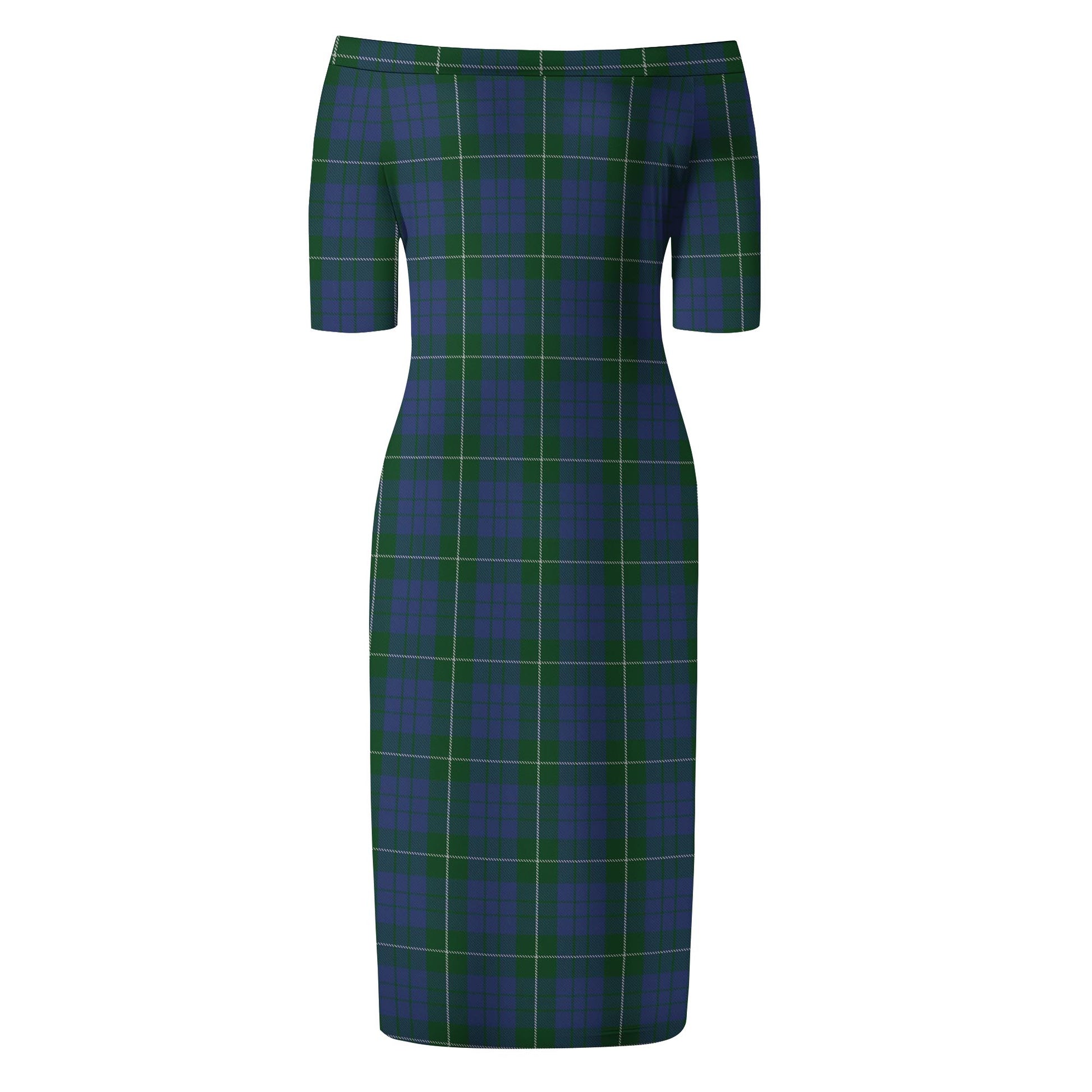 Hamilton Hunting Tartan Off Shoulder Lady Dress - Tartanvibesclothing