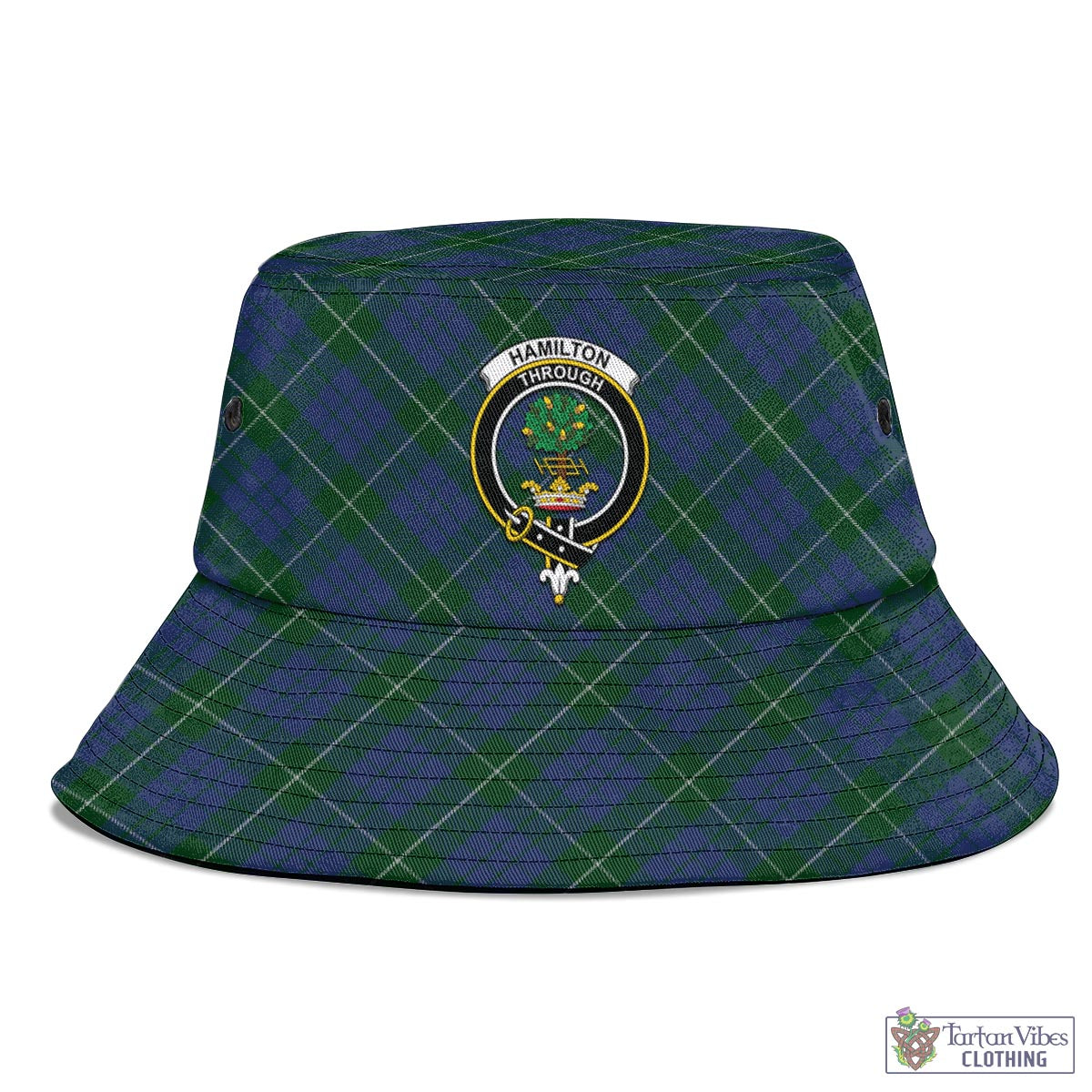 Tartan Vibes Clothing Hamilton Hunting Tartan Bucket Hat with Family Crest