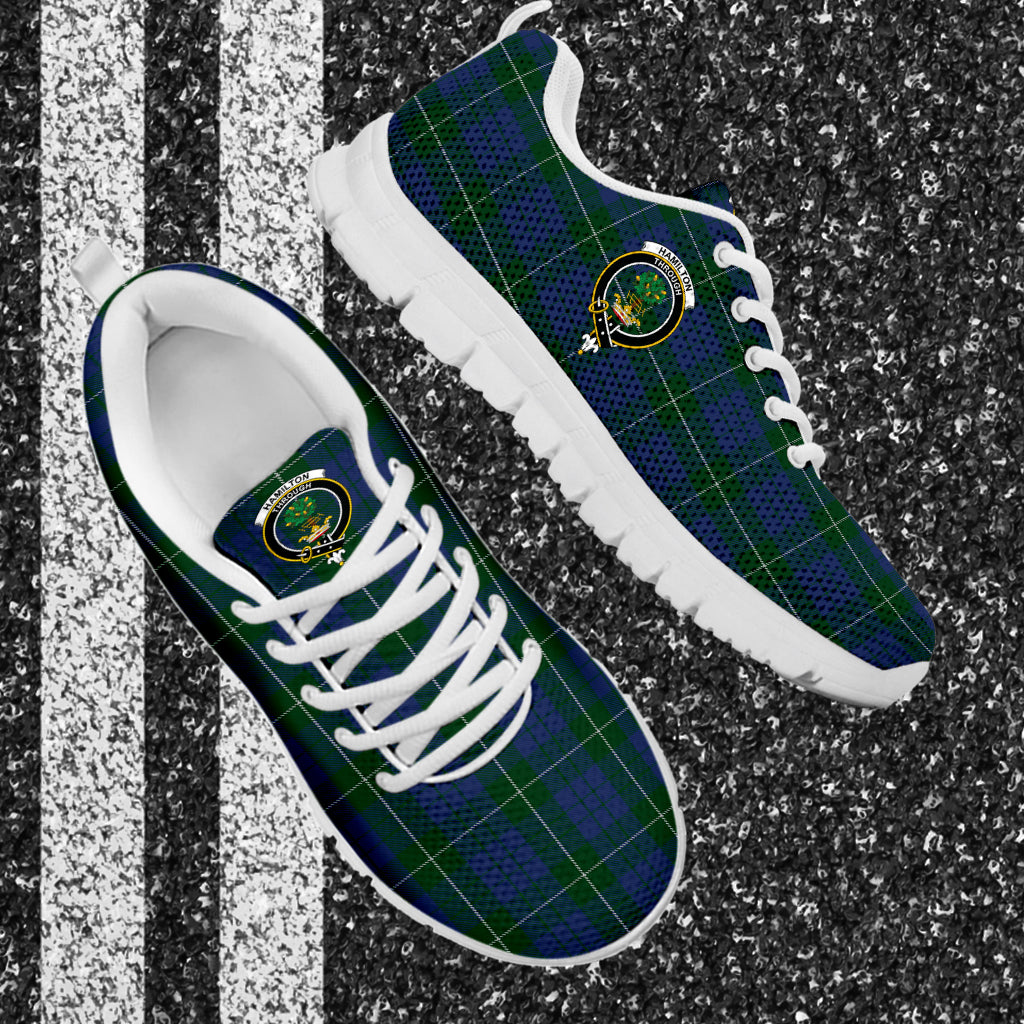 Hamilton Hunting Tartan Sneakers with Family Crest - Tartan Vibes Clothing