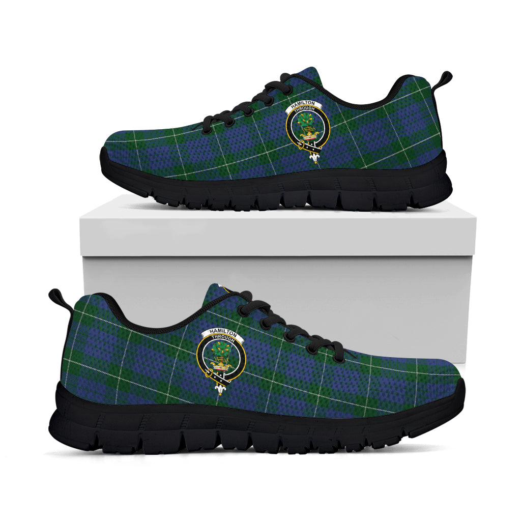 Hamilton Hunting Tartan Sneakers with Family Crest - Tartan Vibes Clothing