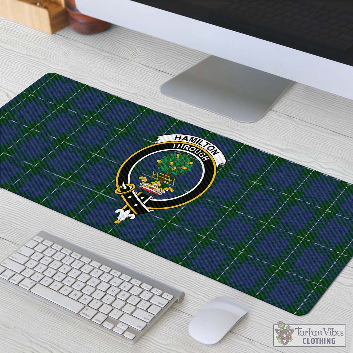 Tartan Vibes Clothing Hamilton Hunting Tartan Mouse Pad with Family Crest