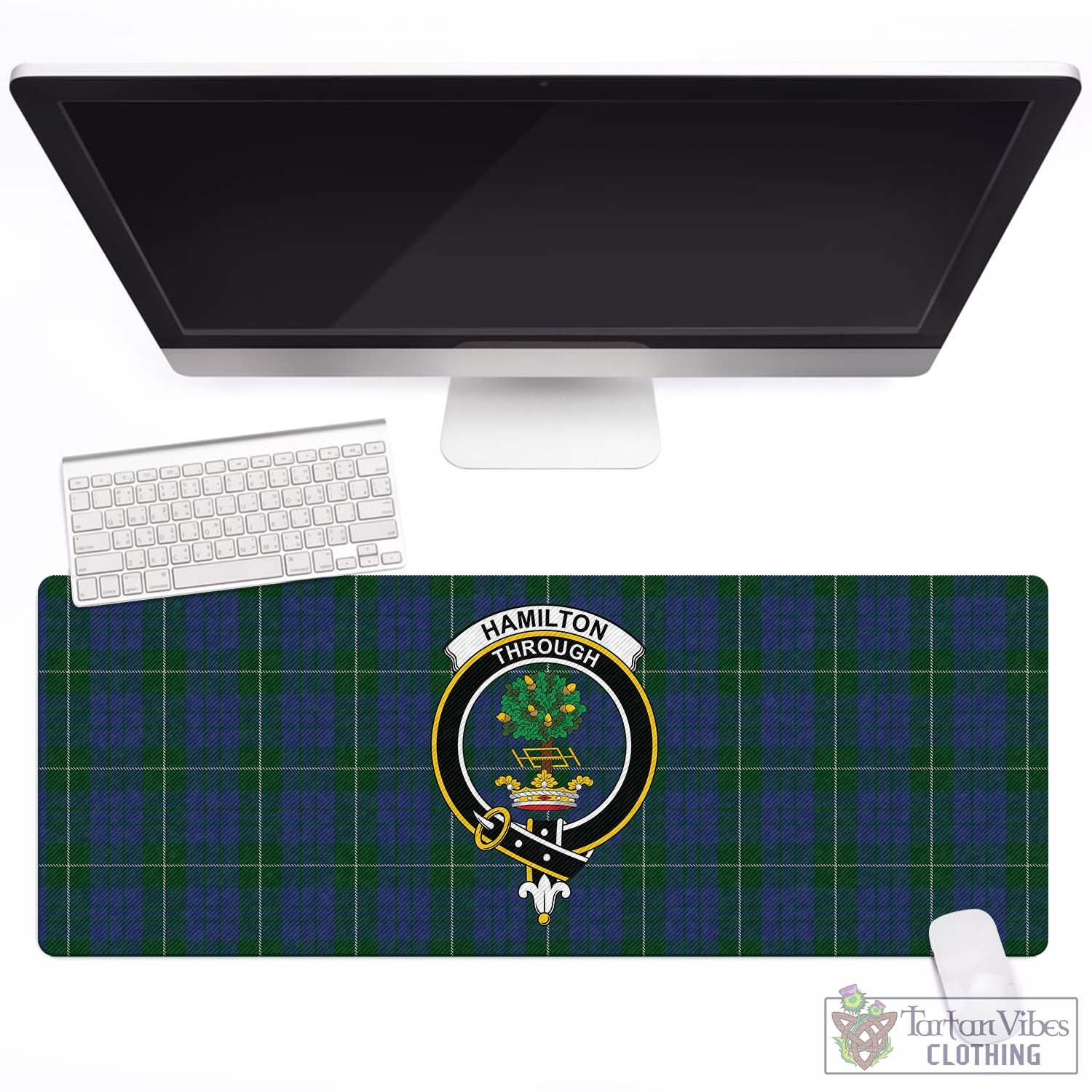 Tartan Vibes Clothing Hamilton Hunting Tartan Mouse Pad with Family Crest