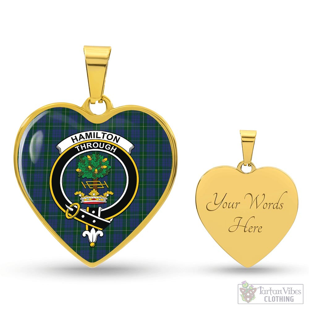 Tartan Vibes Clothing Hamilton Hunting Tartan Heart Necklace with Family Crest