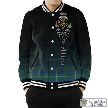 Hamilton Hunting Ancient Tartan Baseball Jacket Featuring Alba Gu Brath Family Crest Celtic Inspired