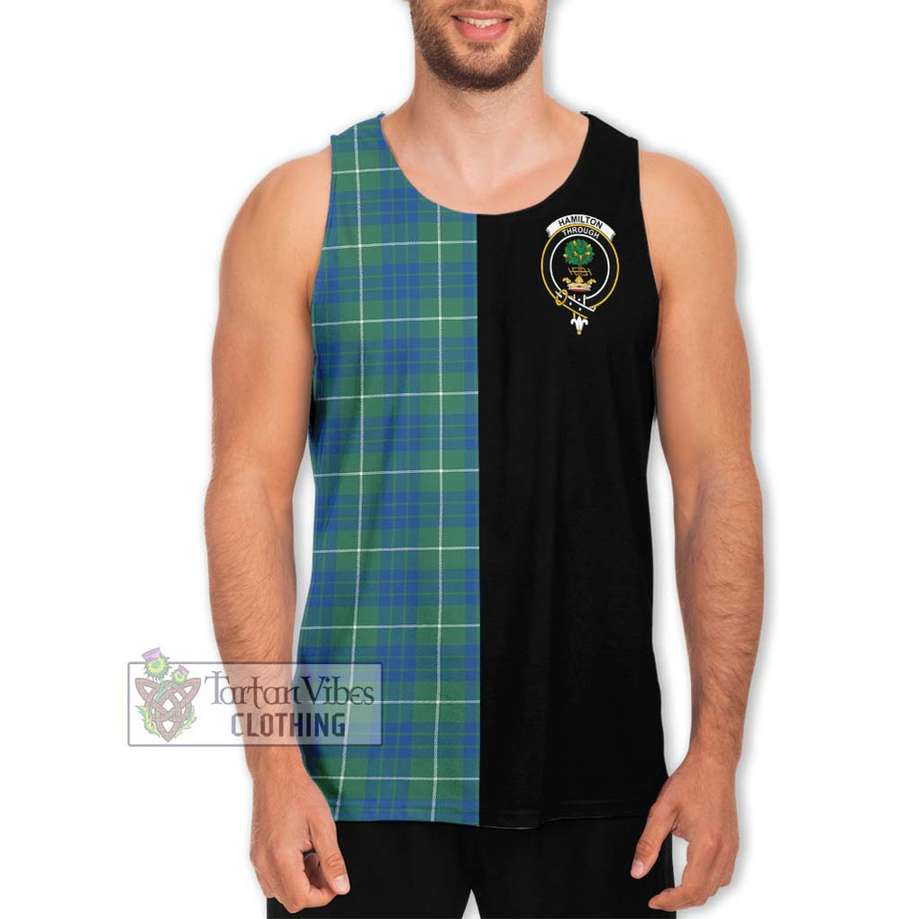 Hamilton Hunting Ancient Tartan Men's Tank Top with Family Crest and Half Of Me Style Men - Tartanvibesclothing Shop