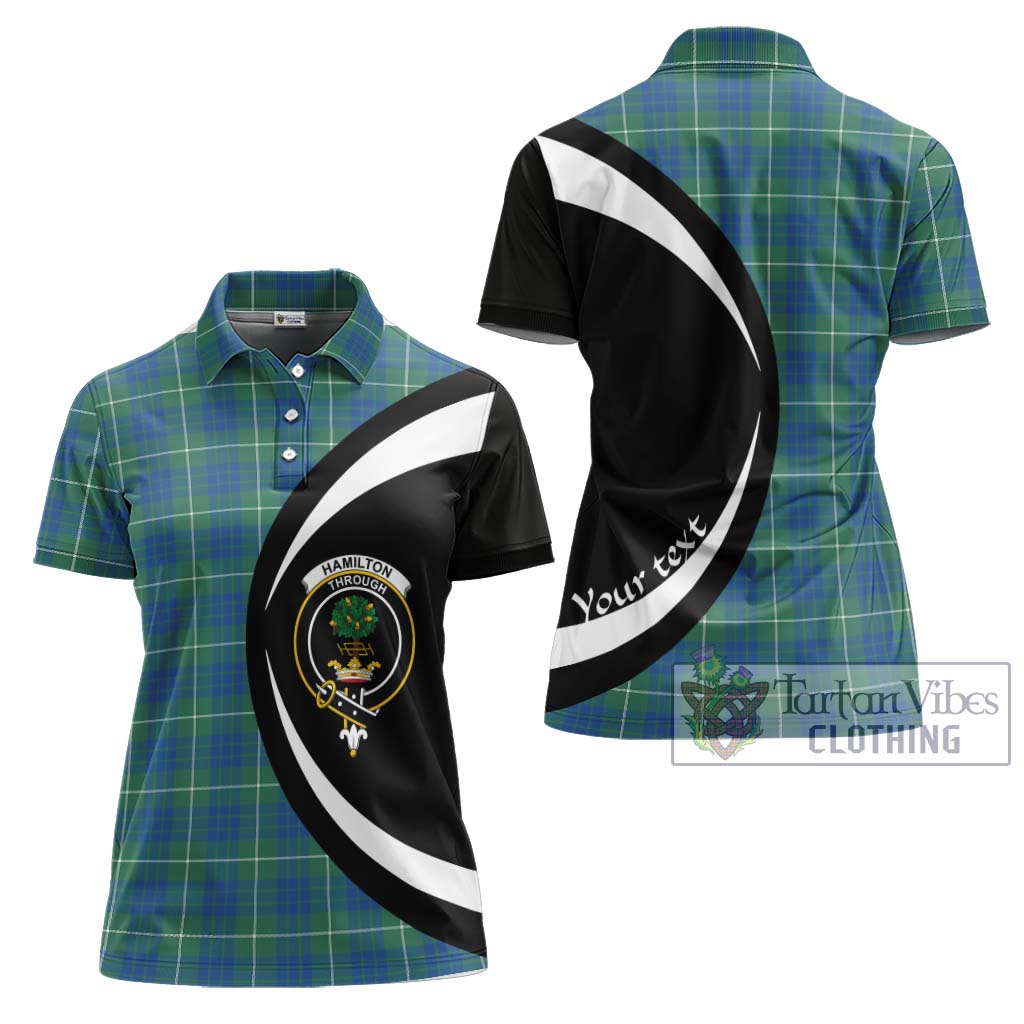 Hamilton Hunting Ancient Tartan Women's Polo Shirt with Family Crest Circle Style Women - Tartan Vibes Clothing