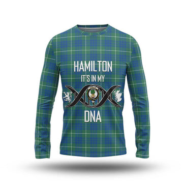 Hamilton Hunting Ancient Tartan Long Sleeve T-Shirt with Family Crest DNA In Me Style