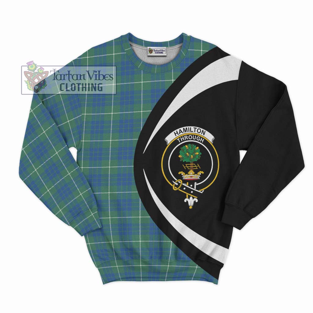 Hamilton Hunting Ancient Tartan Sweatshirt with Family Crest Circle Style Unisex - Tartan Vibes Clothing