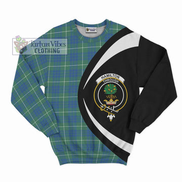 Hamilton Hunting Ancient Tartan Sweatshirt with Family Crest Circle Style