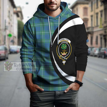 Hamilton Hunting Ancient Tartan Hoodie with Family Crest Circle Style