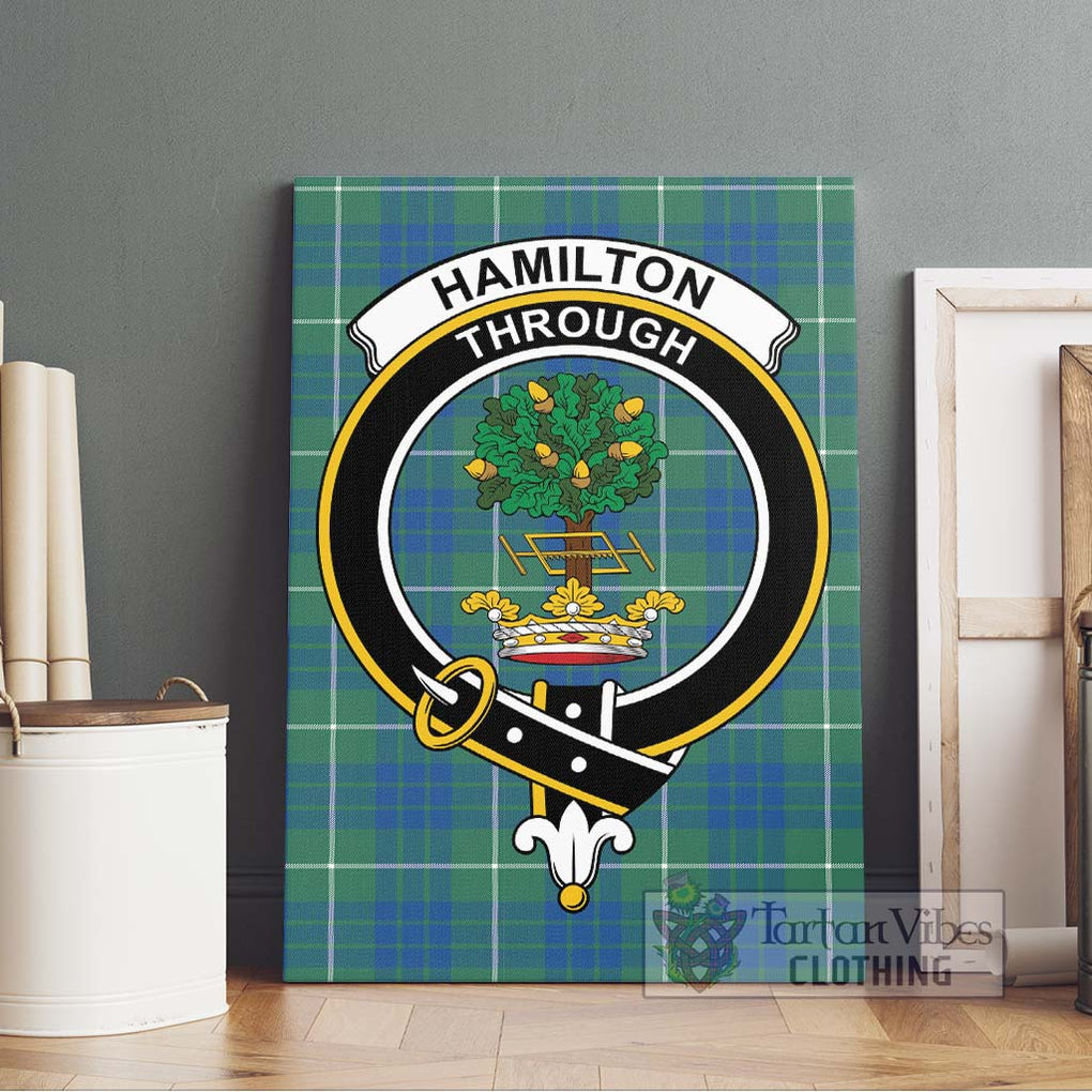 Hamilton Hunting Ancient Tartan Canvas Print Wall Art with Family Crest Without Frame - Tartan Vibes Clothing