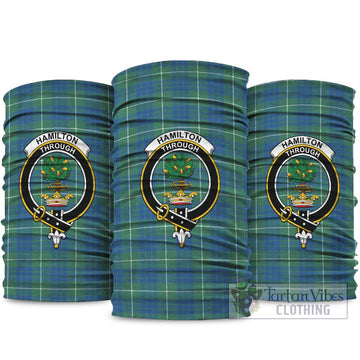 Hamilton Hunting Ancient Tartan Neck Gaiters, Tartan Bandanas, Tartan Head Band with Family Crest