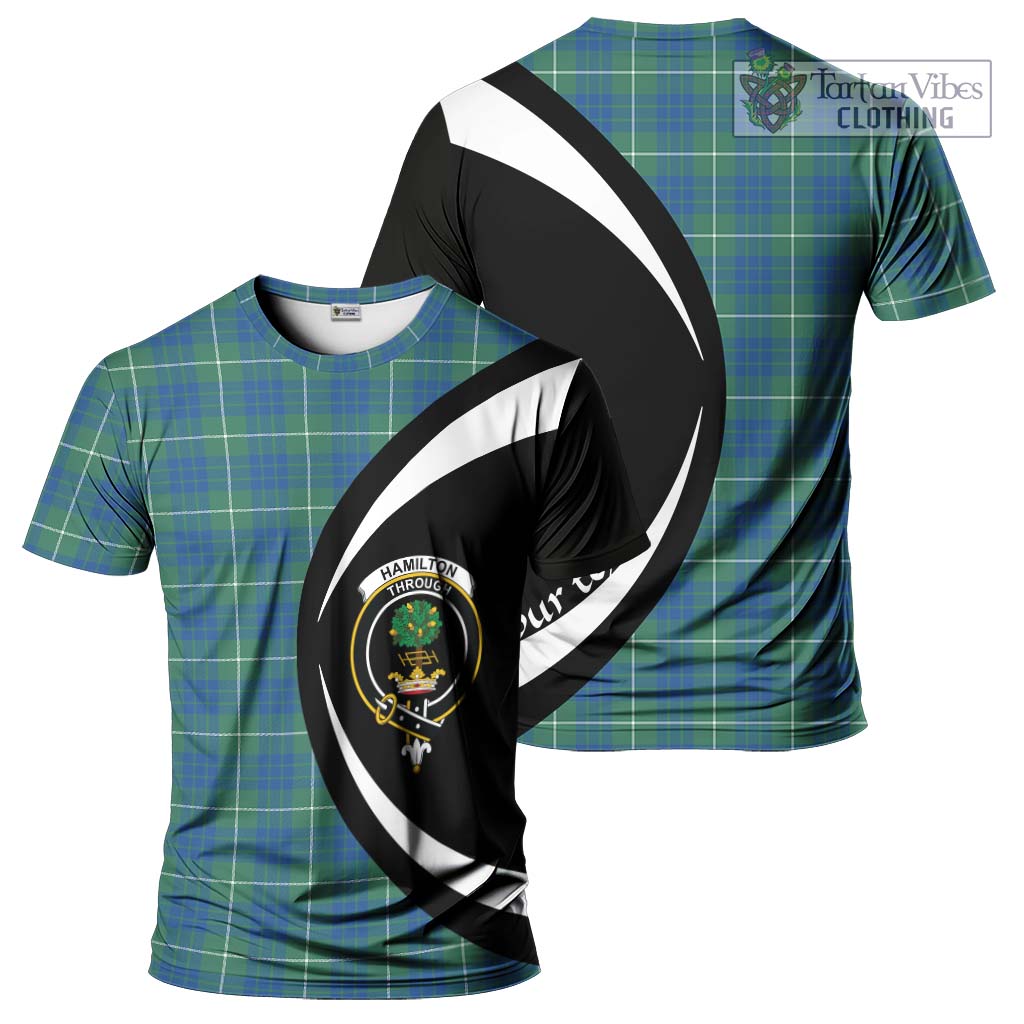 Tartan Vibes Clothing Hamilton Hunting Ancient Tartan T-Shirt with Family Crest Circle Style