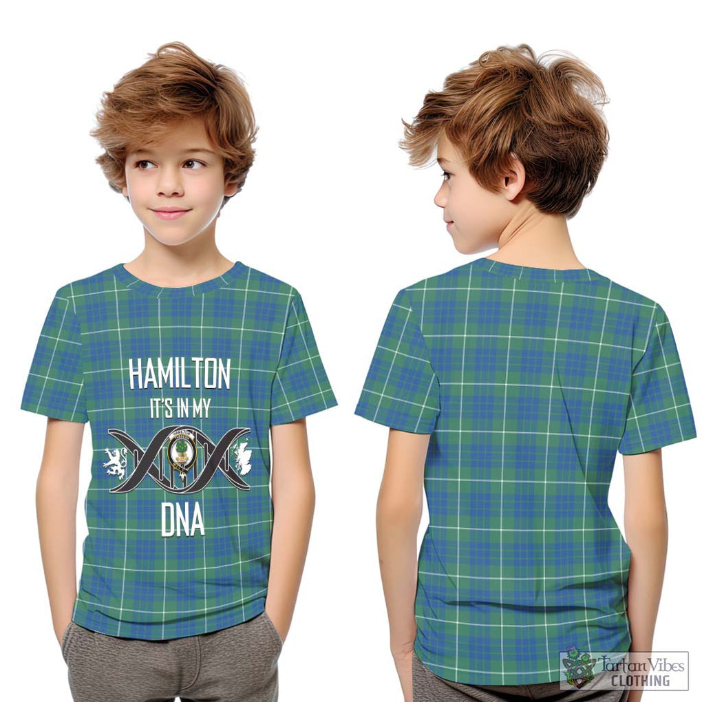 Hamilton Hunting Ancient Tartan Kid T-Shirt with Family Crest DNA In Me Style Youth XL Size14 - Tartanvibesclothing Shop