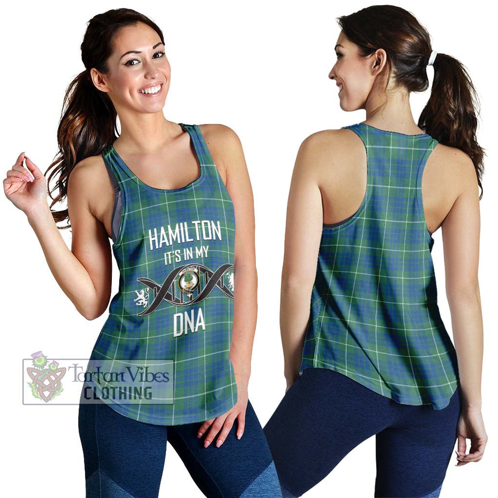 Hamilton Hunting Ancient Tartan Women's Racerback Tanks with Family Crest DNA In Me Style 4XL - Tartanvibesclothing Shop