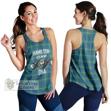 Hamilton Hunting Ancient Tartan Women's Racerback Tanks with Family Crest DNA In Me Style