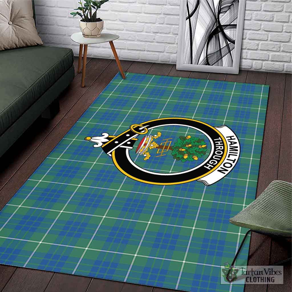 Tartan Vibes Clothing Hamilton Hunting Ancient Tartan Area Rug with Family Crest