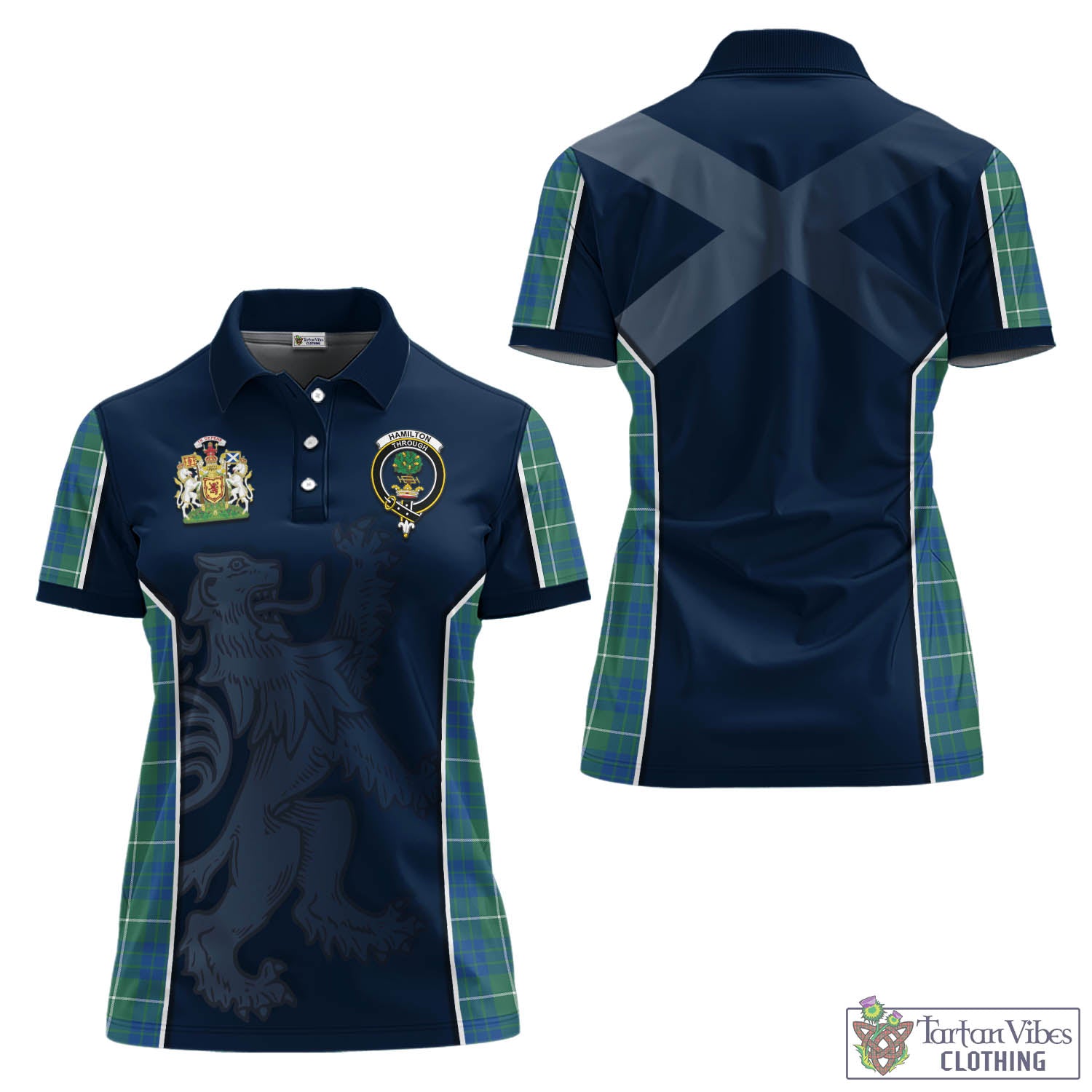 Hamilton Hunting Ancient Tartan Women's Polo Shirt with Family Crest and Lion Rampant Vibes Sport Style Women - Tartan Vibes Clothing