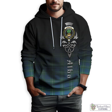 Hamilton Hunting Ancient Tartan Hoodie Featuring Alba Gu Brath Family Crest Celtic Inspired