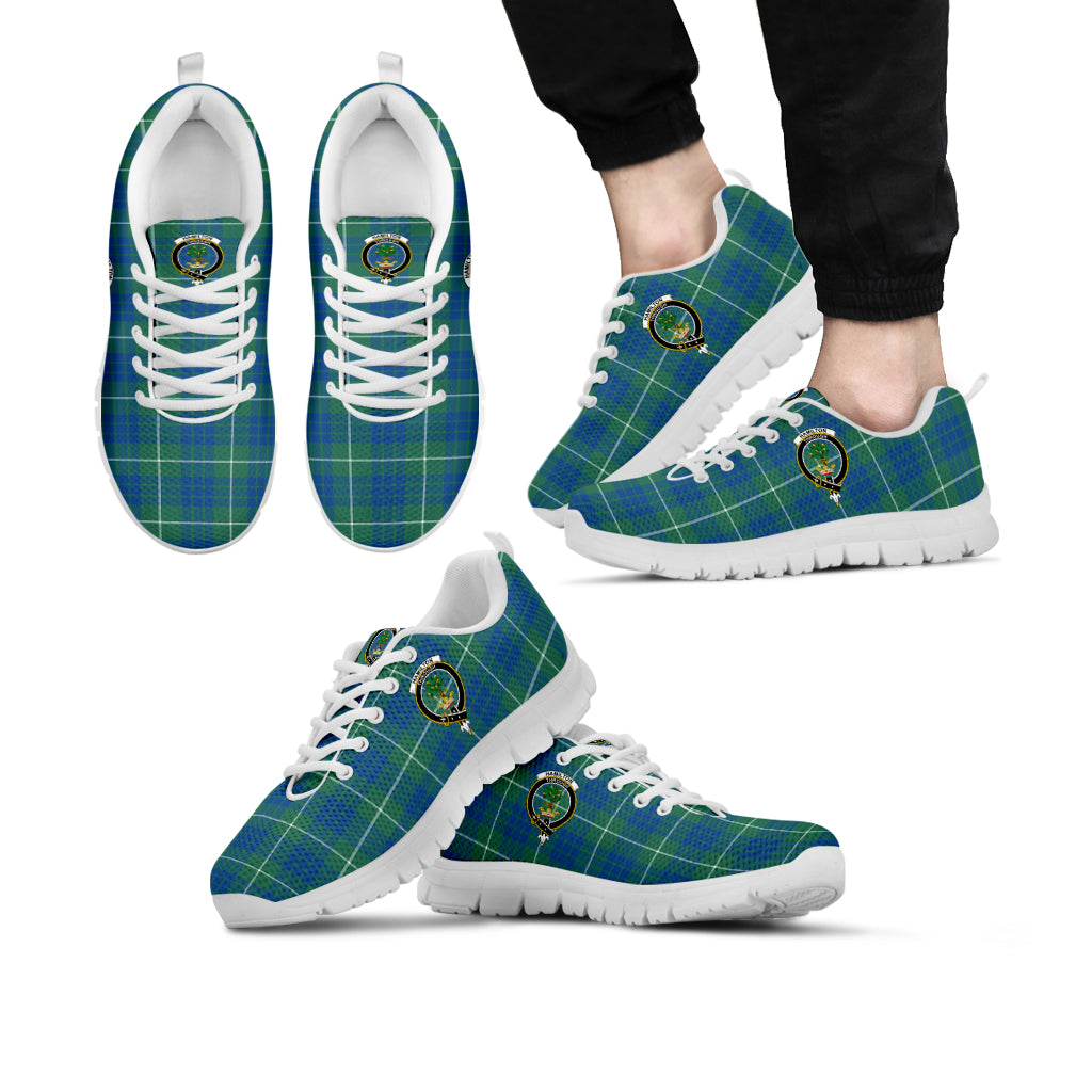 Hamilton Hunting Ancient Tartan Sneakers with Family Crest Kid's Sneakers - Tartan Vibes Clothing