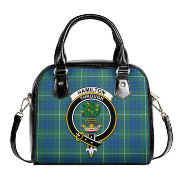 Hamilton Hunting Ancient Tartan Shoulder Handbags with Family Crest