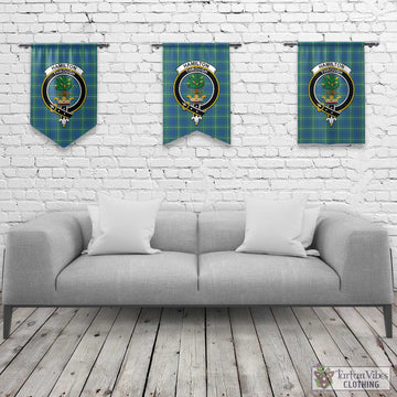 Hamilton Hunting Ancient Tartan Gonfalon, Tartan Banner with Family Crest